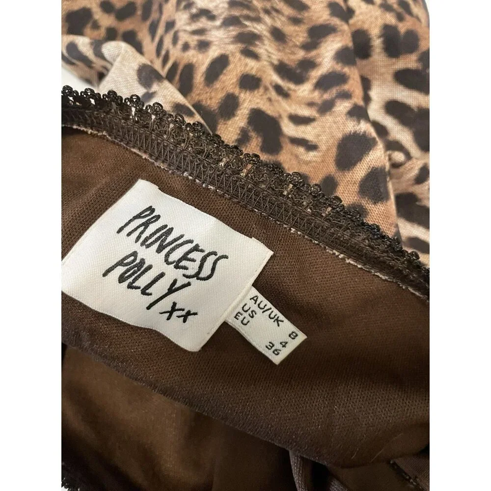 Princess Polly‎ Leopard Print Mini Skirt Size 4 Animal Print Women Lined Zipper